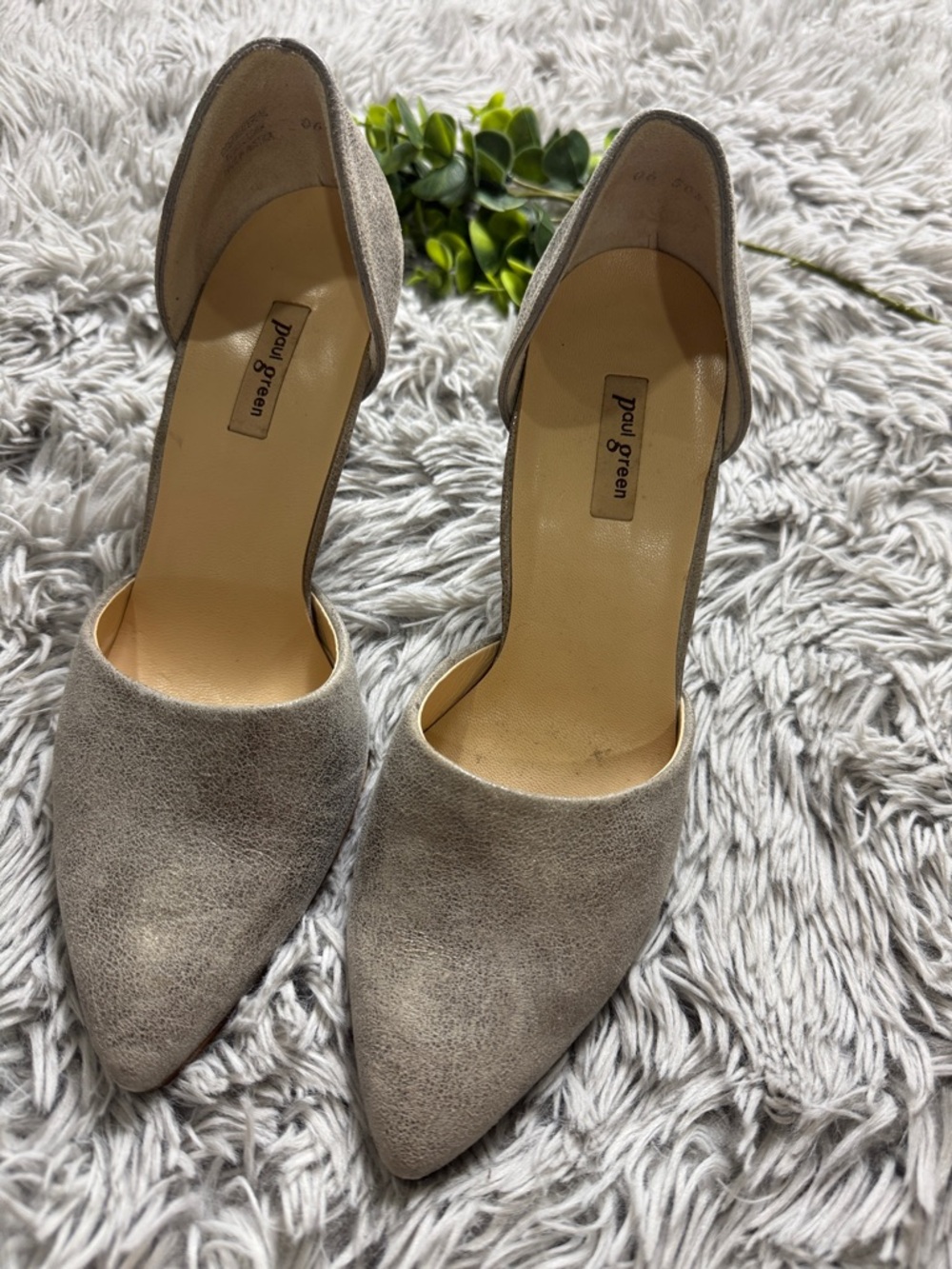 Paul Green Julia Metallic Taupe D'Orsay Pointed-Toe Heels size 7.5 - Picture 2 of 8